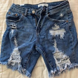 Ripped jean shorts